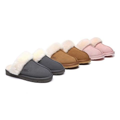UGG Slippers Australia Premium Sheepskin,Unisex Men Women Muffin Scuff