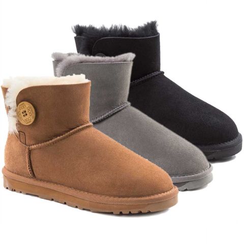 UGG OZWEAR Women Ladies Classic Mini Button Boots Australian Premium Sheepskin Water Resist OB362