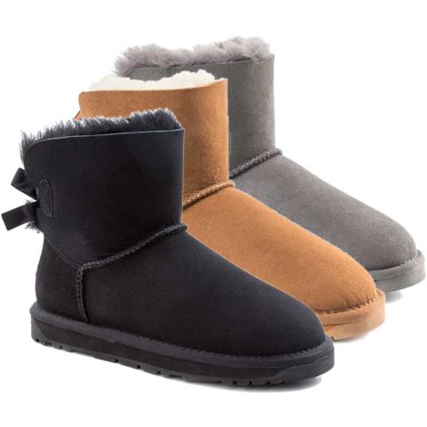 UGG OZWEAR Classic Mini Bailey Bow Boots Australian Premium Sheepskin Water Resistant