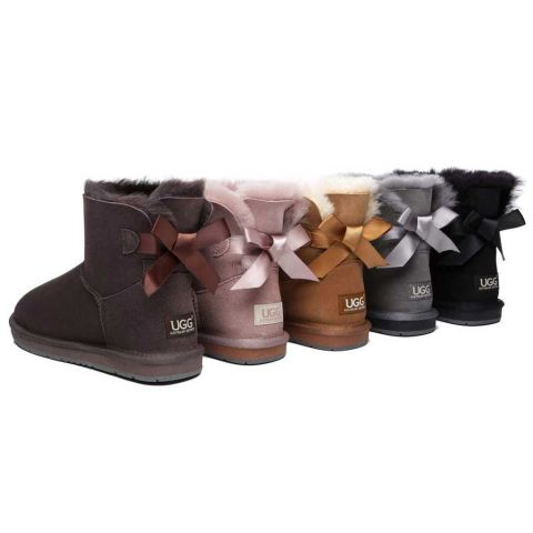 Women Mini Ugg Boots with Single Back Bow