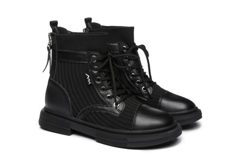 TA Janelle Women Leather Black Sock Boots