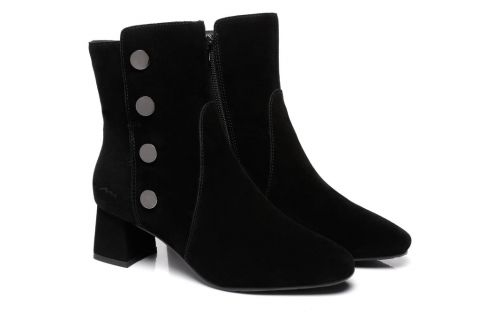 TA Midi Women Fashion Block Heel Black Boots