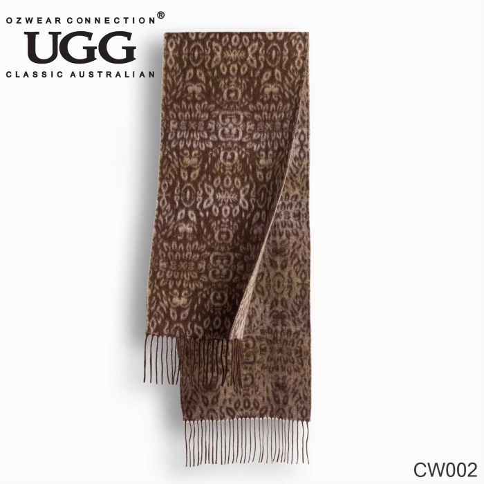 OZWEAR UGG Cashmere + Wool Scarf Wraps - Chocolate/Tan (1740x300mm) CW002