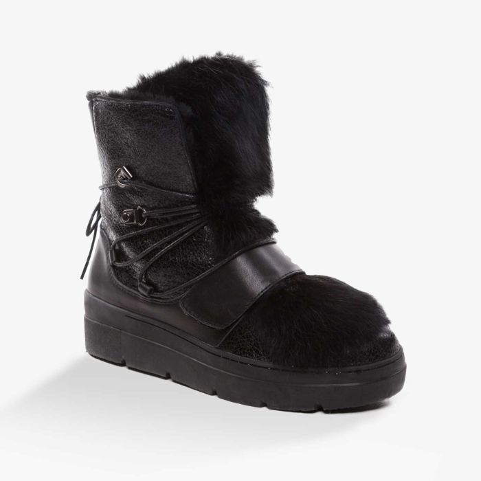 UGG OZWEAR Ladies Black Hazel Snow Boots With A Detachable Fur Premium Sheepskin